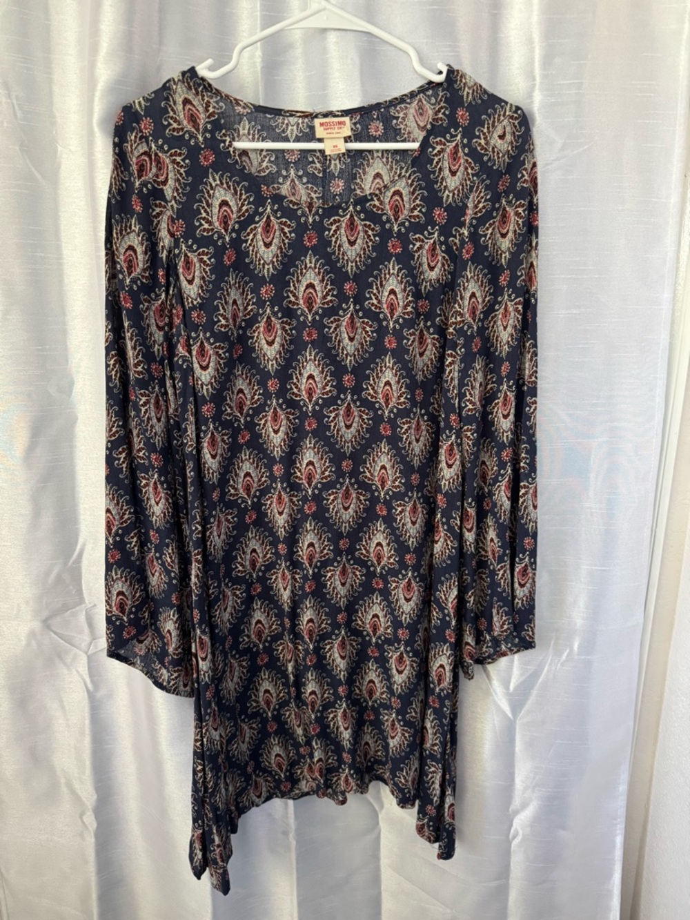 Mossimo Supply Co. Navy Paisley Tunic dress with bell sleeves